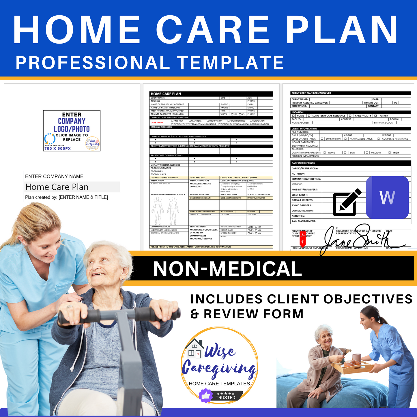 Home Care Plan Template Bundle
