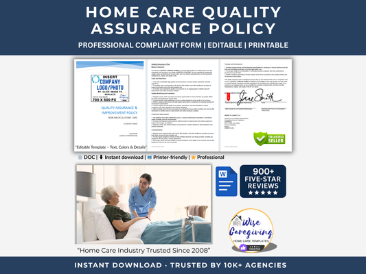 Quality Assurance and Improvement Policy Template - Wisecaregiving