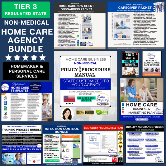 Home Care Business START-UP Bundle | Tier 3 Regulated State