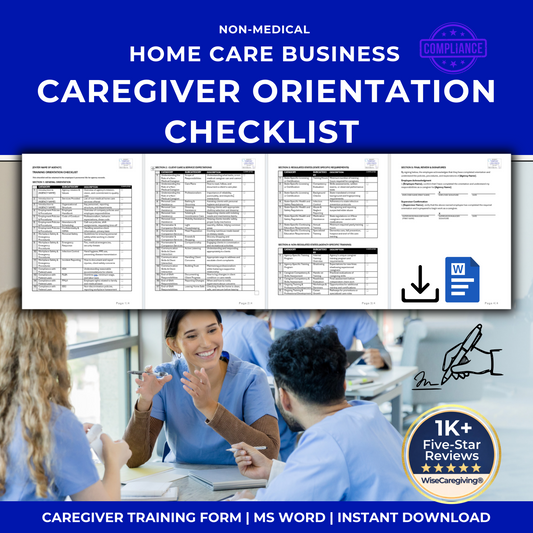 Home Care Employee Orientation Checklist Template | Editable Word