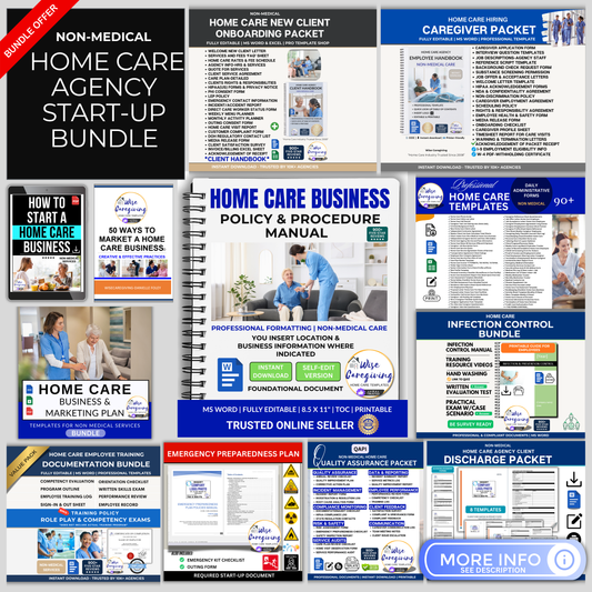 Home Care Business START-UP Bundle | Non Medical w/Personal Care