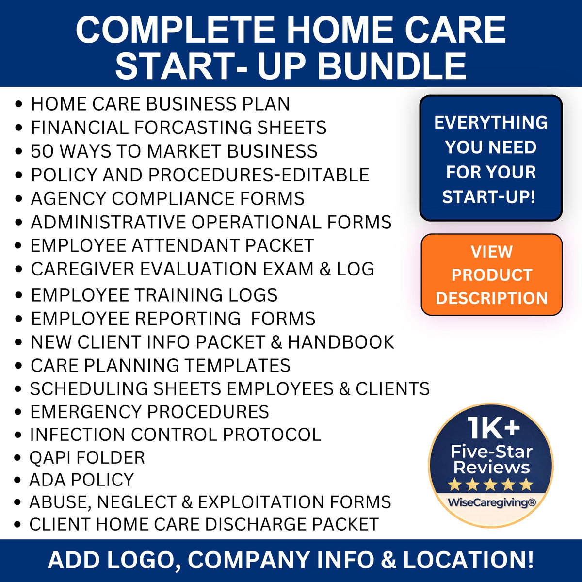 Home Care Business START-UP Bundle | Non Medical w/Personal Care