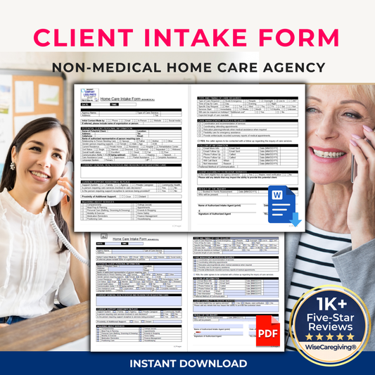 Home Care Client Intake Form | Inquiry & Assessment Template | Word + Fillable PDF