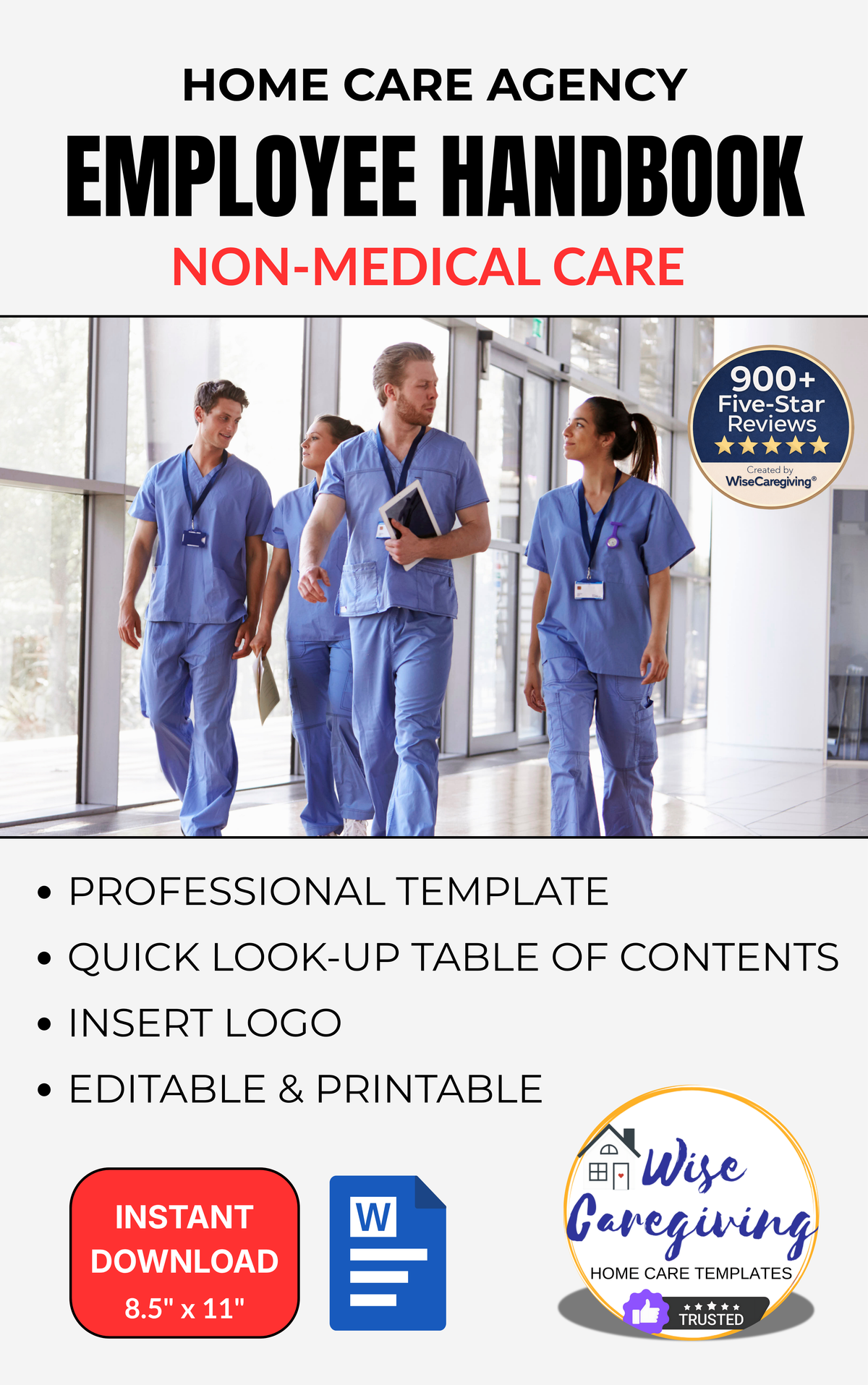Home Care Employee Handbook Template | Fully Editable | Printable