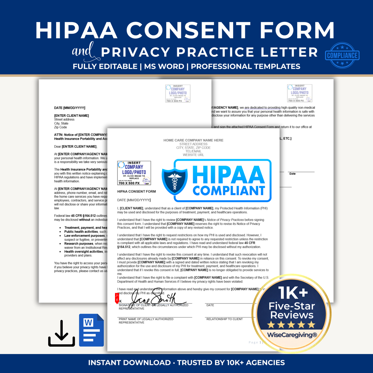 HIPAA Consent Form Templates | Editable | Printable
