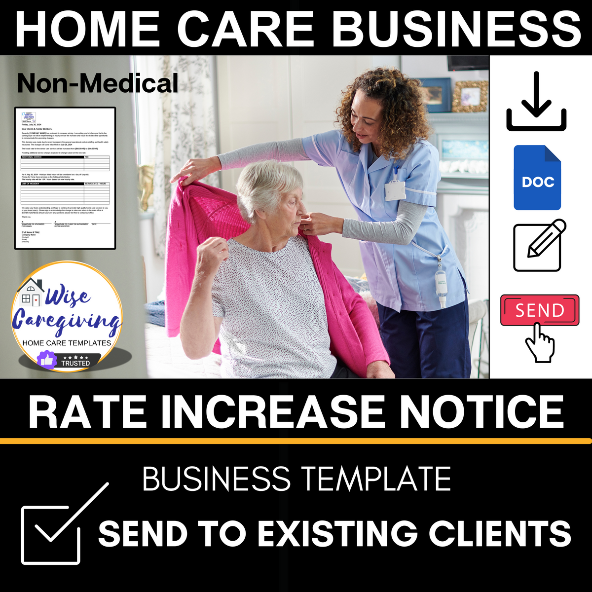 Home Care Rate Increase Letter Template | Professional & Clear