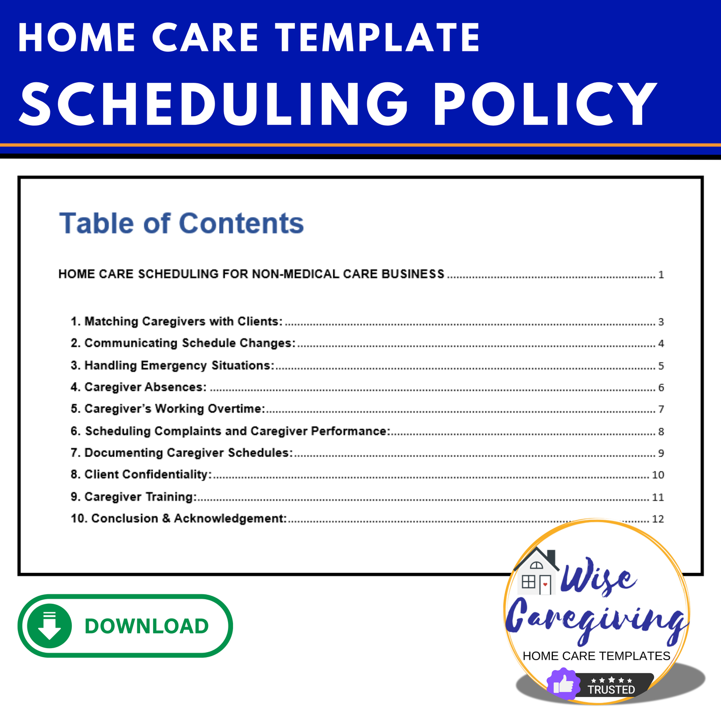 Home Care Scheduling Policy Template