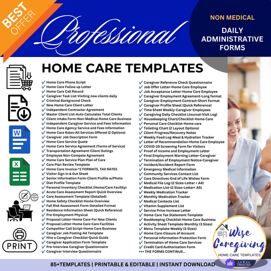Home Care Administrative Forms Bundle – 85+ Editable Templates (Word & PDF)