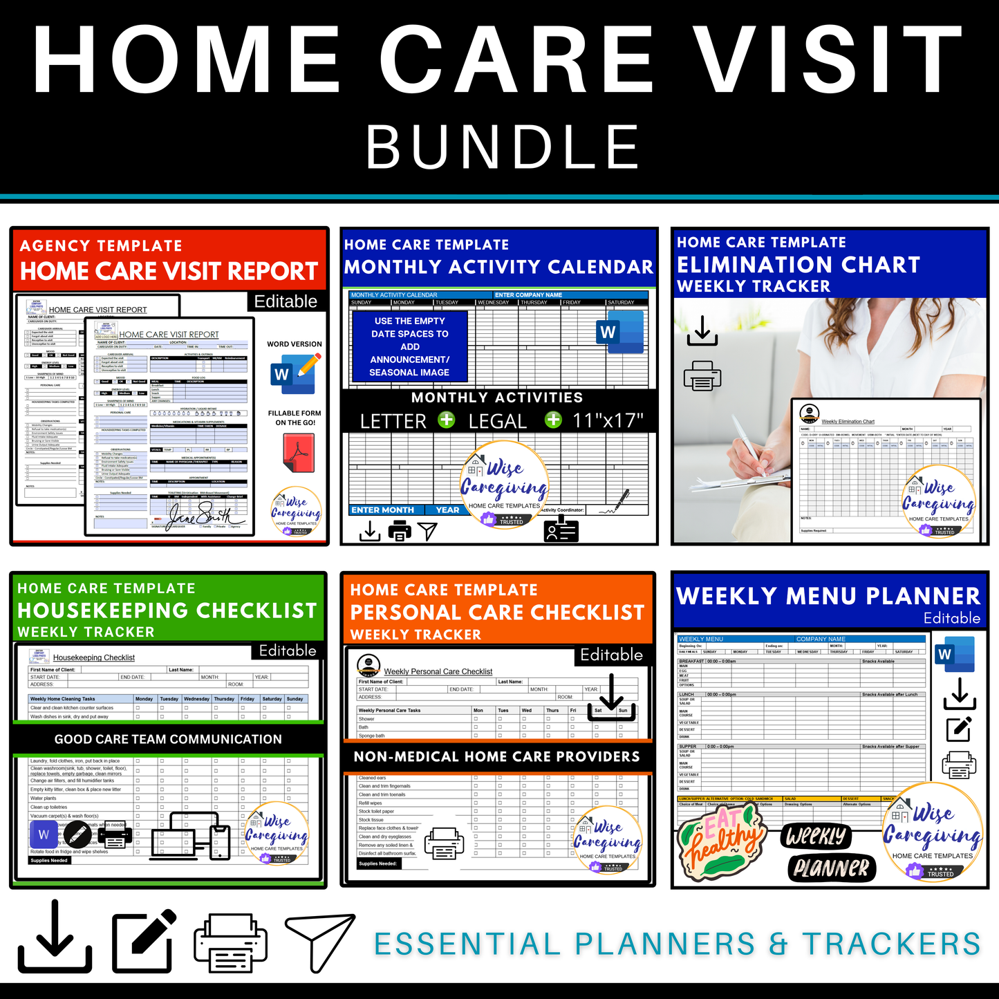 Caregiving Checklist Template Bundle