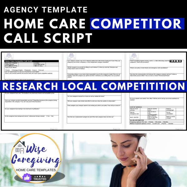 Home Care Business Competitor Call Script Template | Editable | Printa