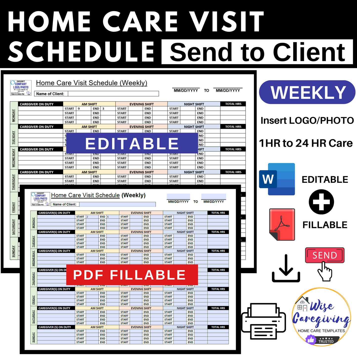 Home Care Visit Schedule Template for Client