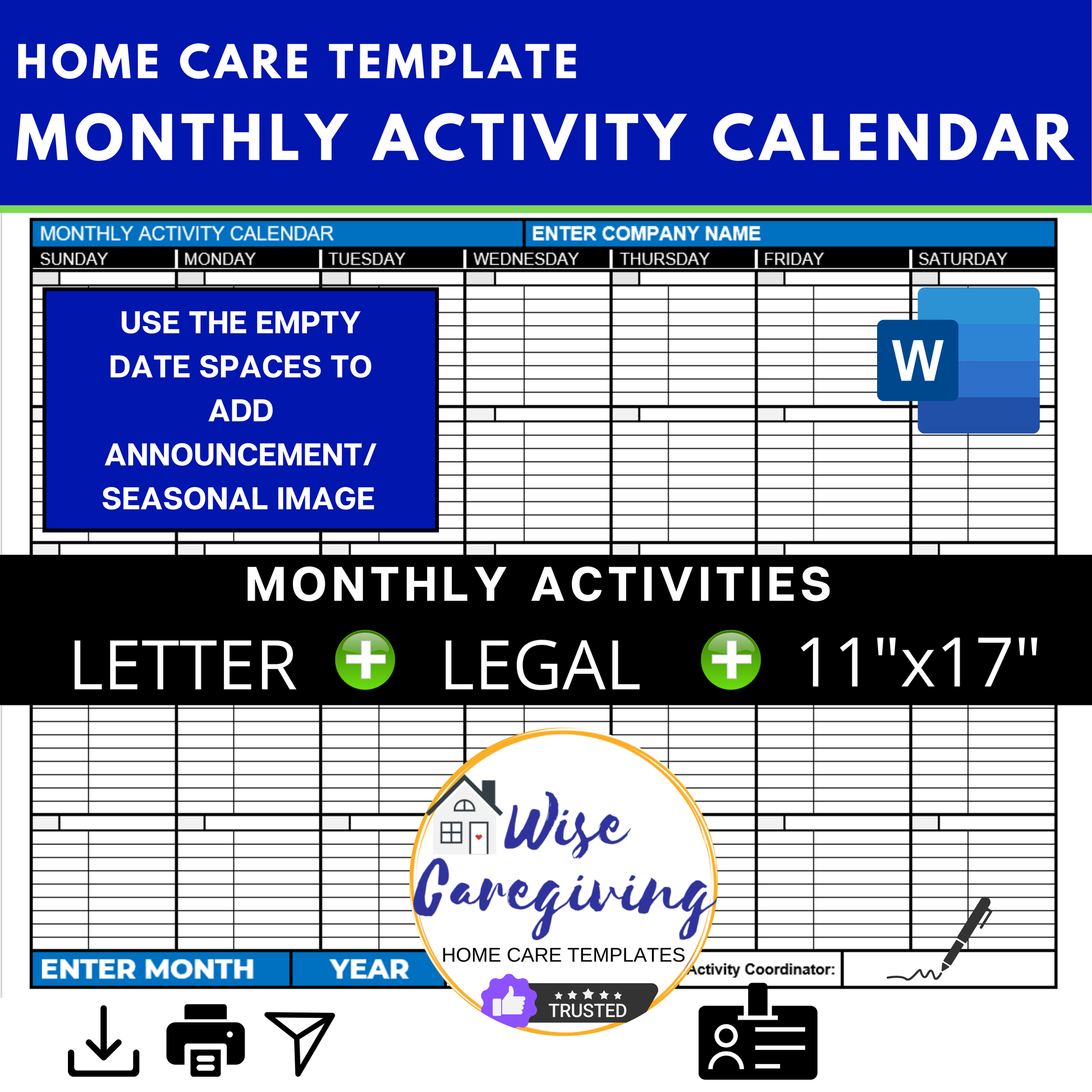 Monthly Activity Planner Template - Wisecaregiving