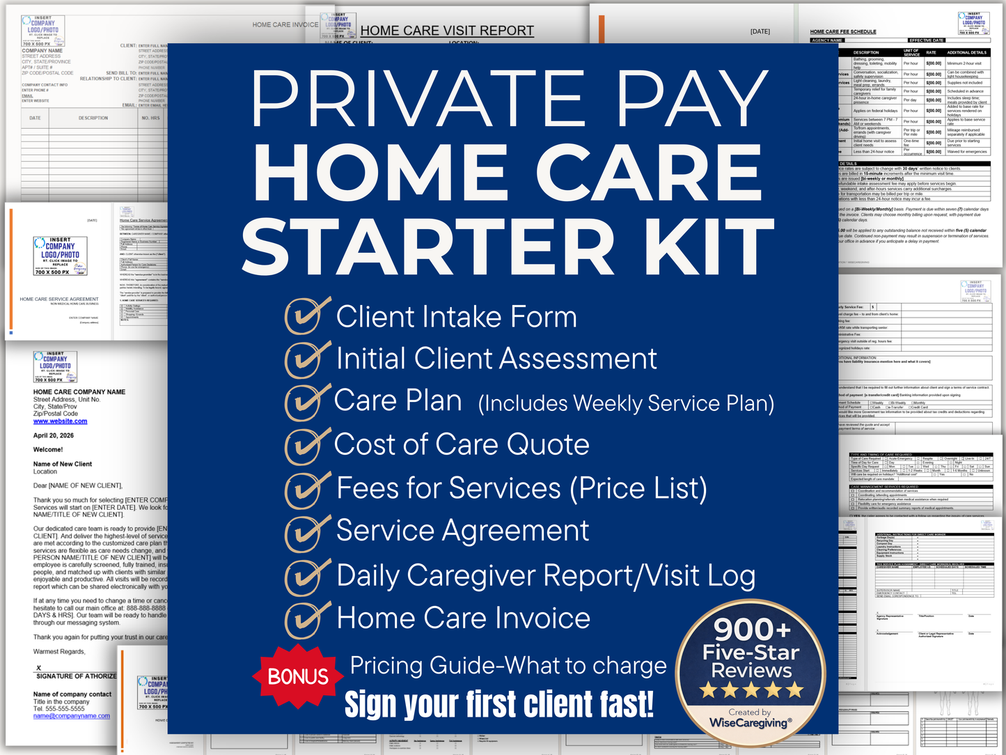 Private Pay Home Care Starter Kit | Intake Forms, Care Plan, Pricing Tools & Client Workflow System