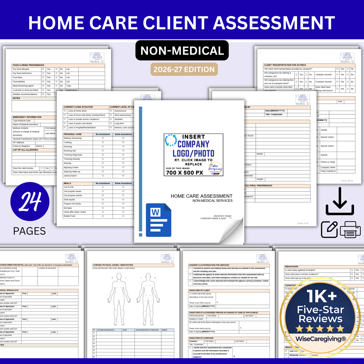 24-Page Home Care Client Assessment Template