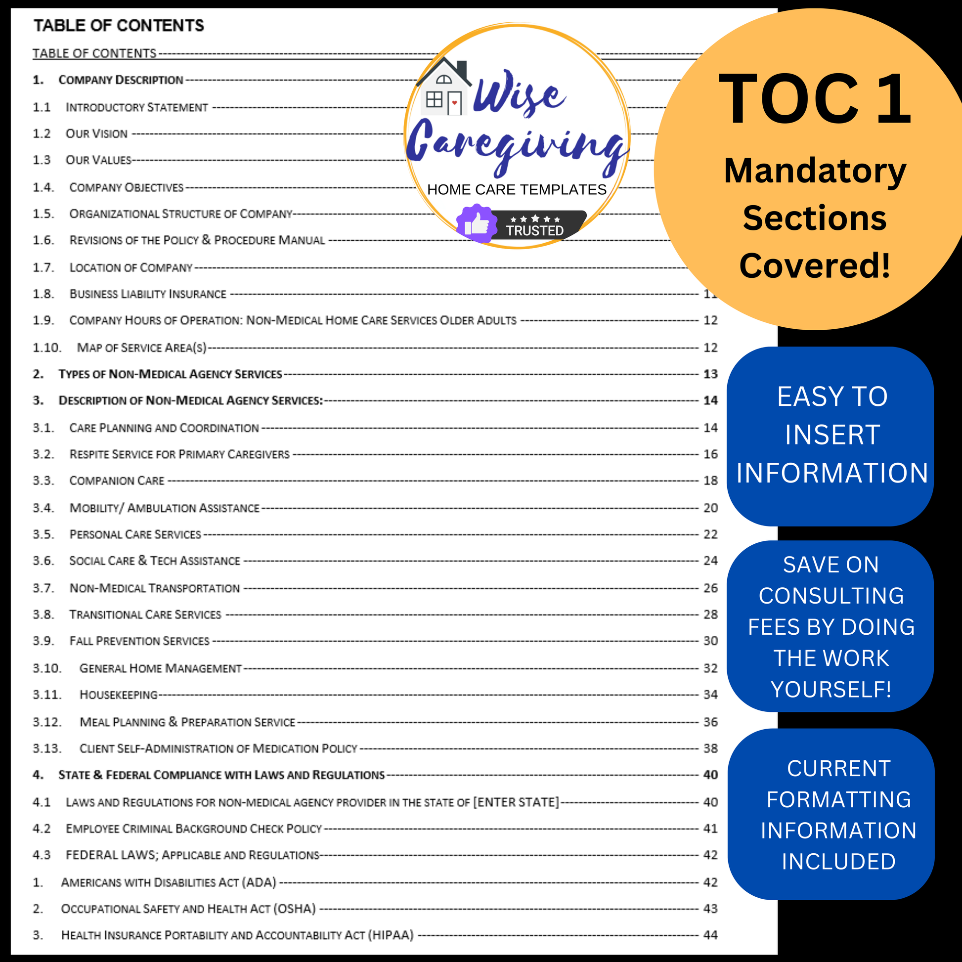 Home Care Policy and Procedure Company Manual Template - Wisecaregiving