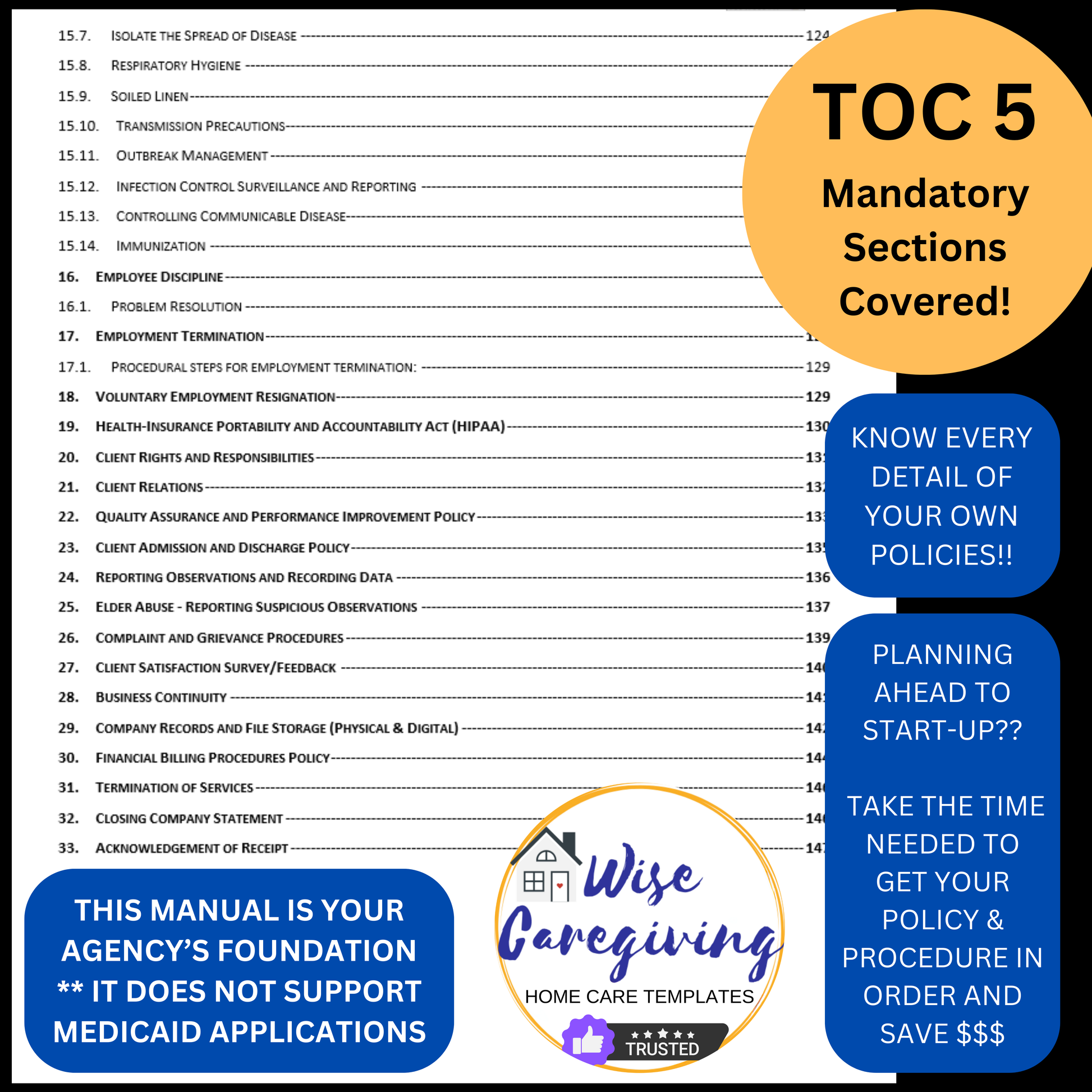 Home Care Policy and Procedure Company Manual Template - Wisecaregiving