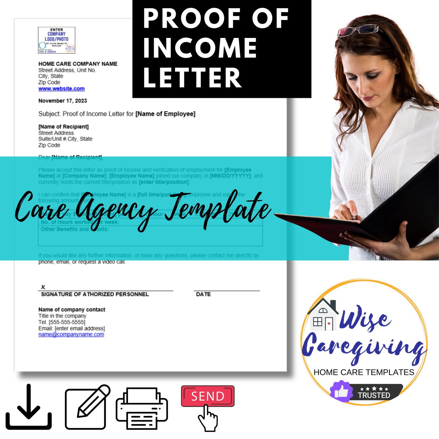 Proof of Income Letter Template for Home Care Employee