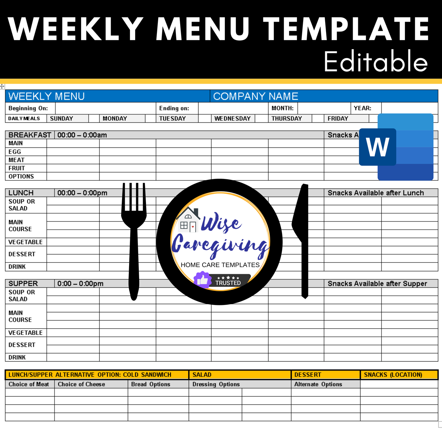 Weekly Menu Template