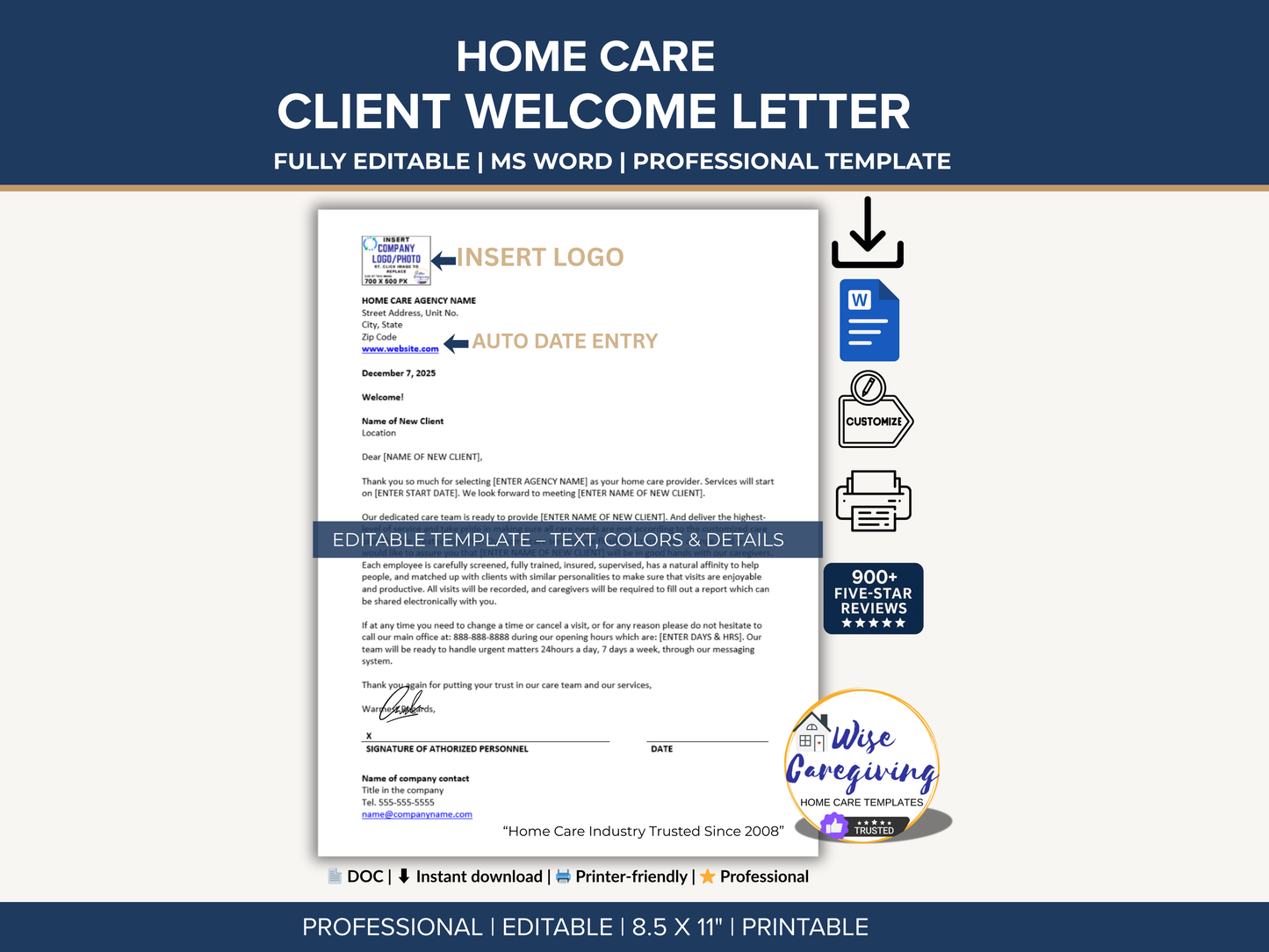 Home Care Welcome New Client Letter Template