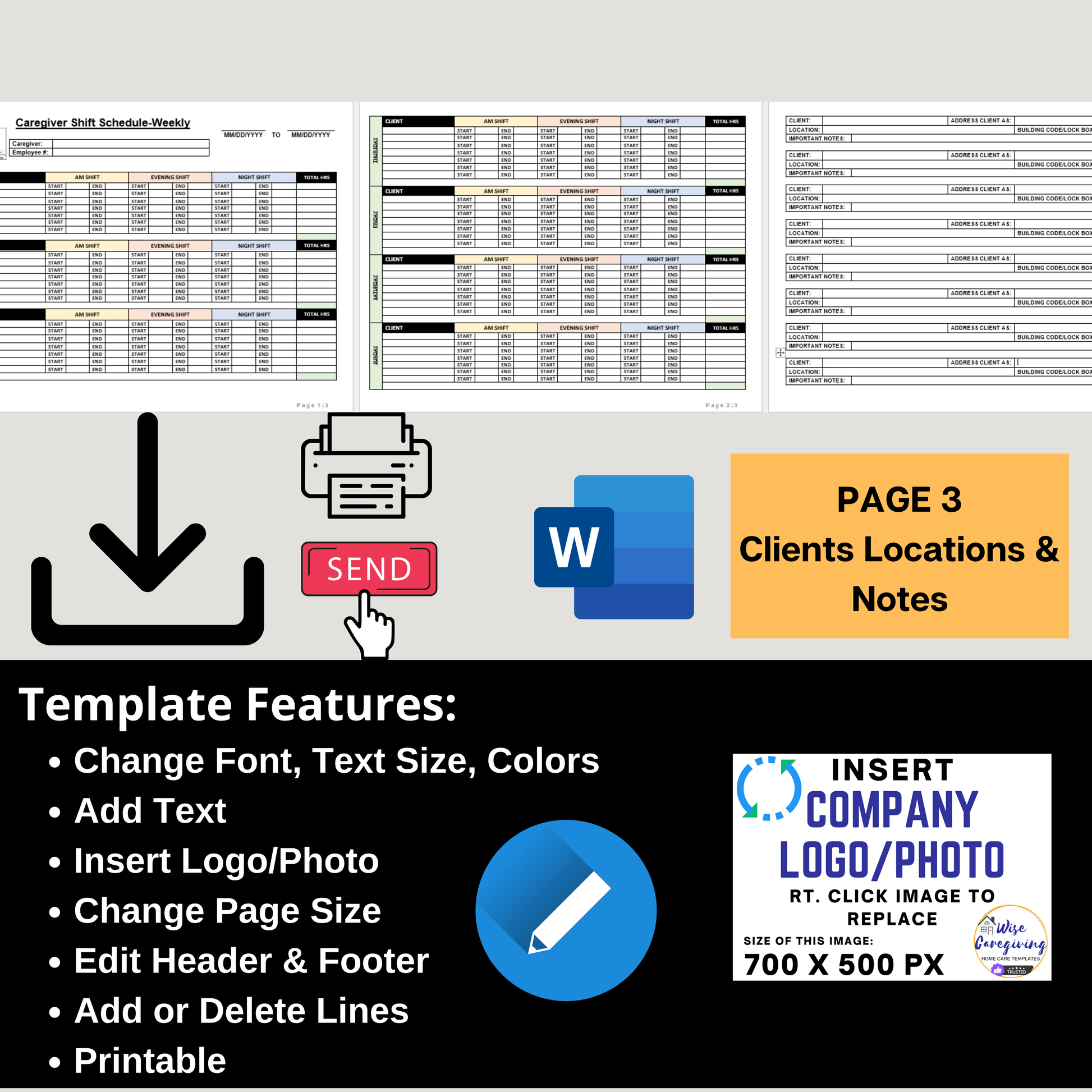 Caregiver Shift Schedule Template - Wisecaregiving