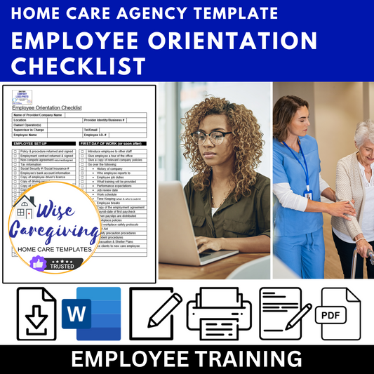 Home Care Employee Orientation Checklist Template - Wisecaregiving