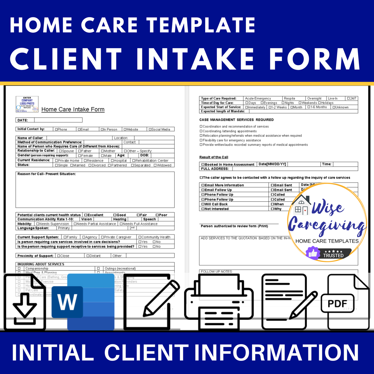 Home Care Intake Form Template