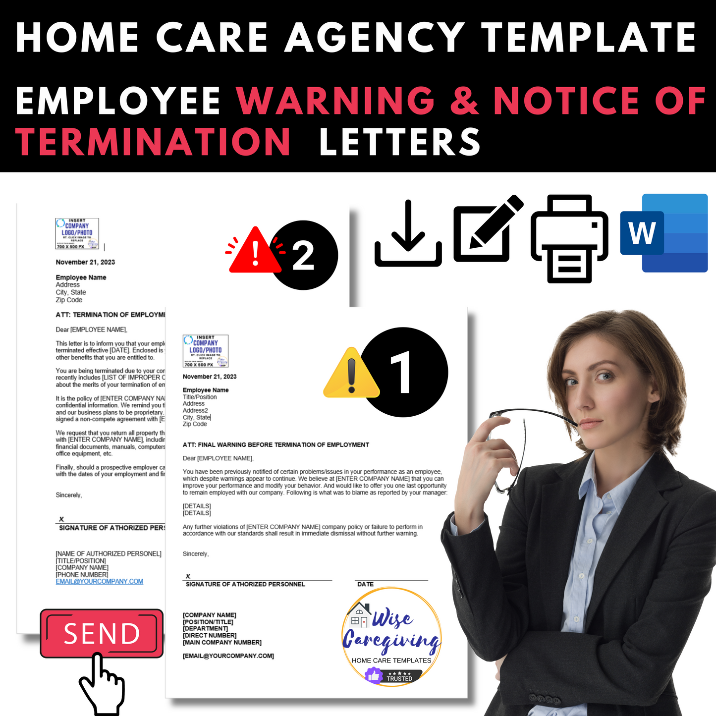 Home Care Employee  Warning and Termination Letter Template