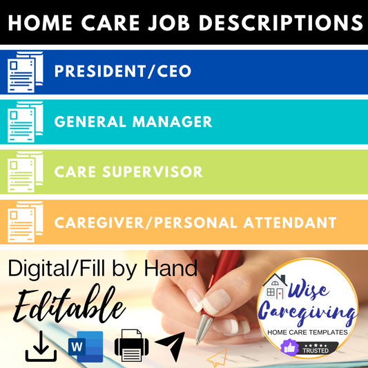 Home Care Job Description Templates Bundle