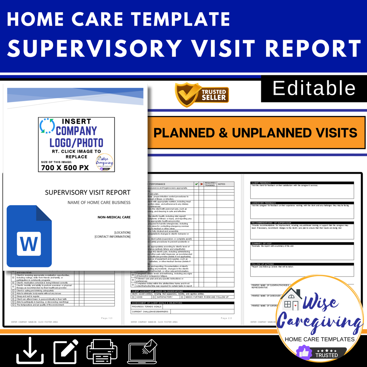 Home Care Supervisory Visit Form Template | Efficient Monitoring