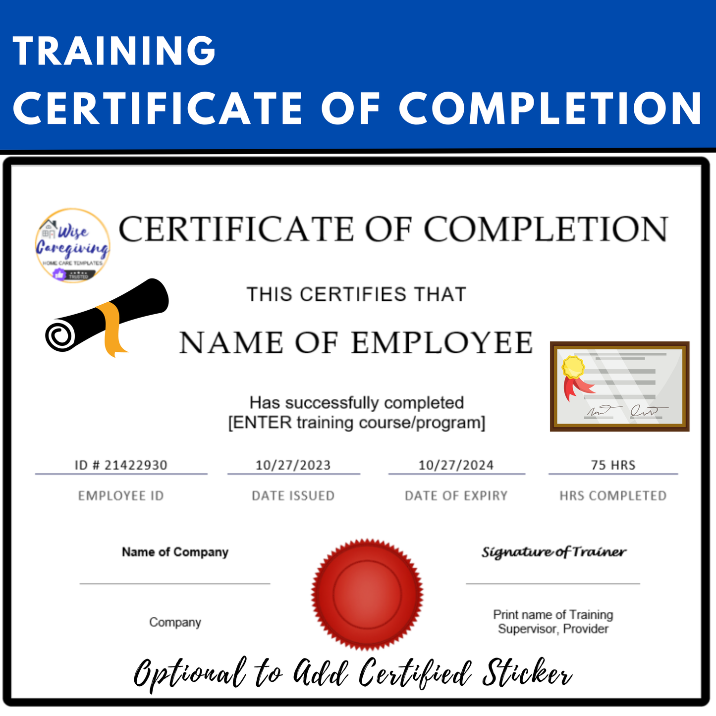 Home Care Training Certificate Template - Wisecaregiving