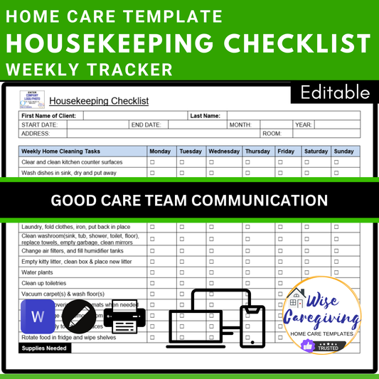 Home Care Housekeeping Checklist - Wisecaregiving