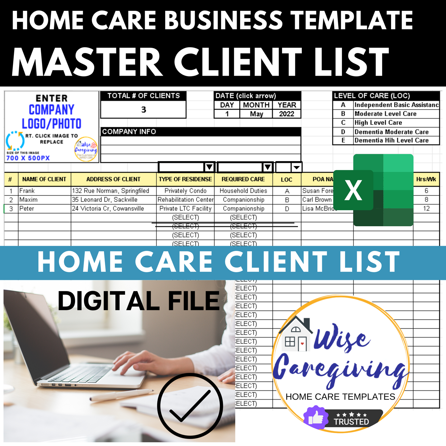 Home Care Business Client List Template