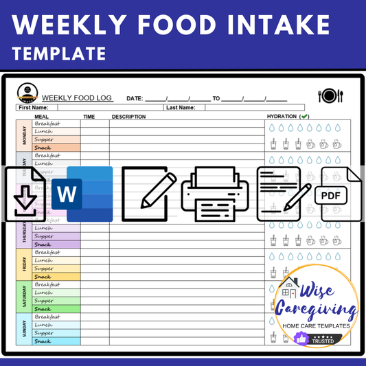 Weekly Food Intake Template - Wisecaregiving