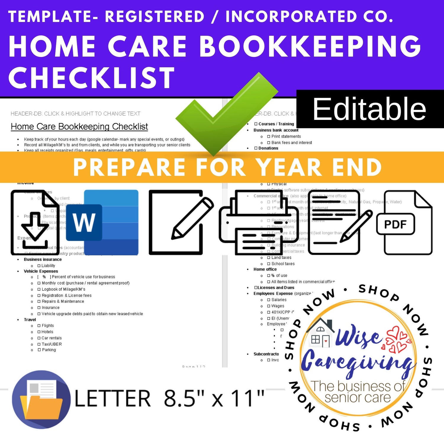 Home Care Bookkeeping Checklist