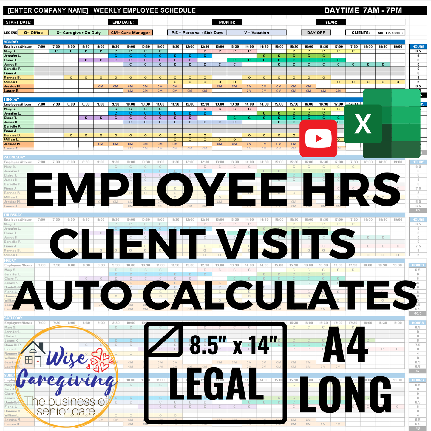 Home Care Weekly Schedule Template